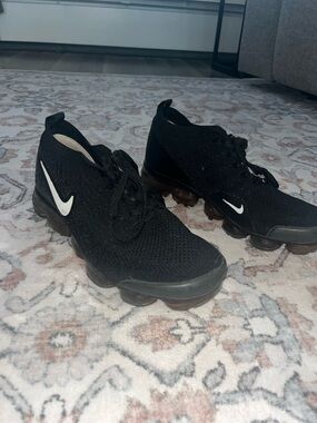 Nike Black Knit VaporMax Sneakers with White Swoosh